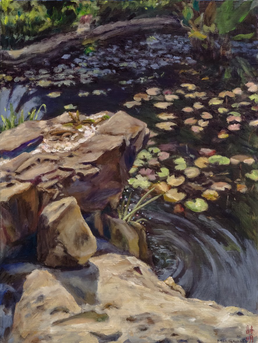 San Diego Botanical Gardens, oil on wood, by Mia Savage Kwok